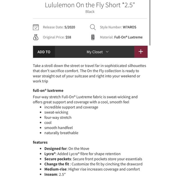 Lululemon On the Fly Short 2.5” - Black - Size 6 J188 - Picture 3 of 9